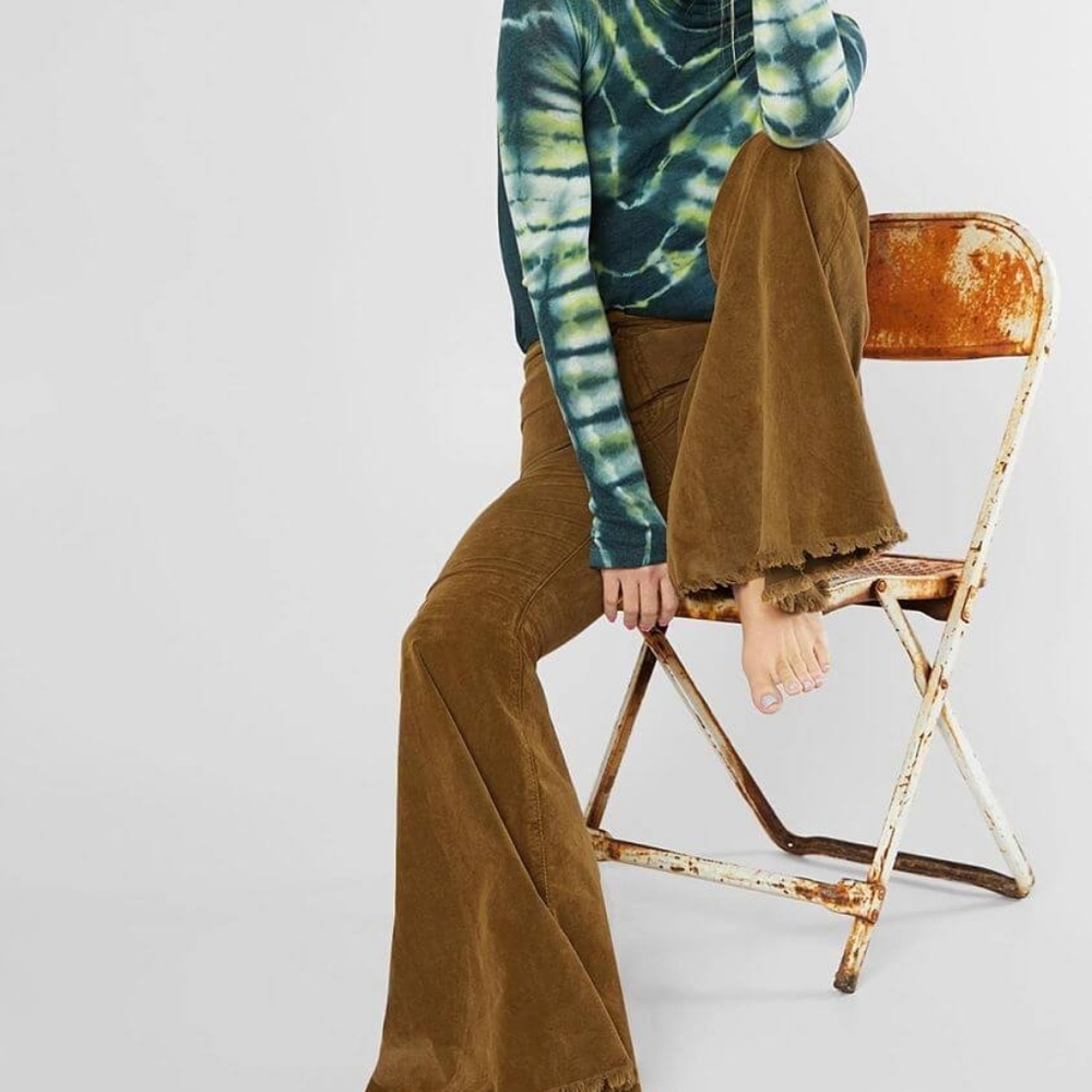 Free People Brown Corduroy Wide Leg Jeans